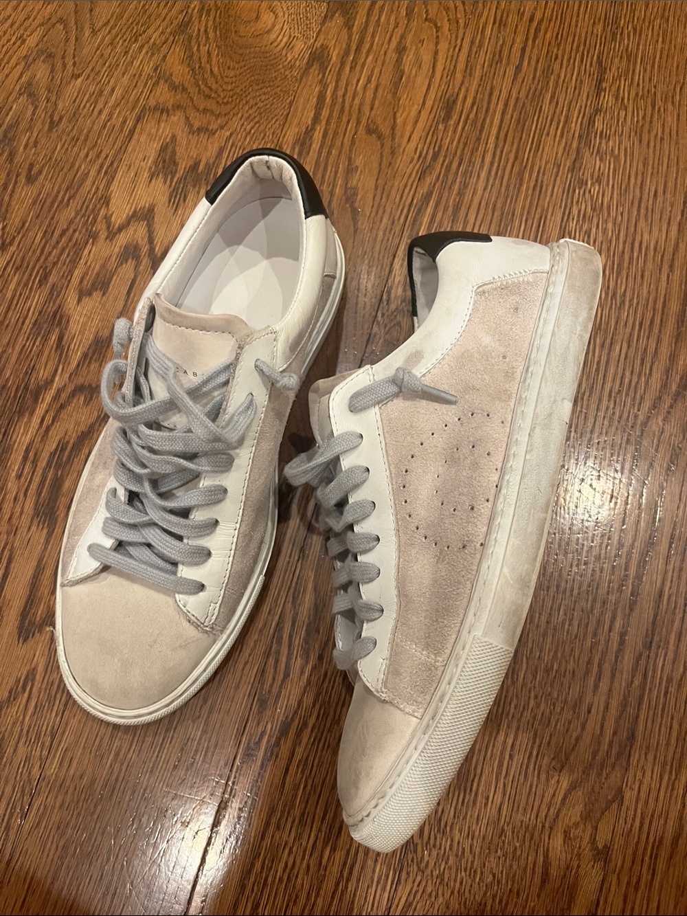 Oliver Cabell 7 Casual Suede Lace-Up Sneakers — Light Beige/Gray